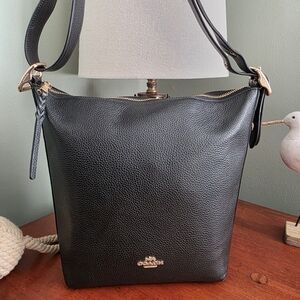 Coach C2818 Val Duffle Black Pebbled Leather Bucket Bag